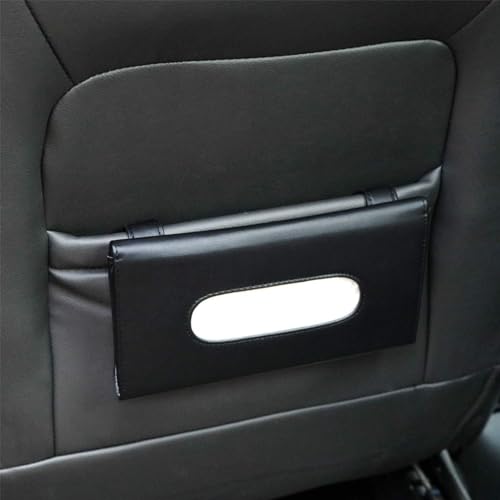 9.1 × 4.7 x 1.5 Car Tissue Holder — PU Leather Sun Visor Tissue Holder for Car with Ergonomic Take-Out Port, Universal Fit — Refillable Napkin Storage with Metal Clip Mount, Quick Install in Seconds