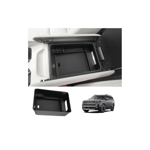 LUWU Center Console Organizer for 2024 2025 2026 Hyundai Santa Fe SE/SEL/XRT/Limited/Calligraphy Accessories Armrest Console Tray Storage Box ABS Material 2025 2026 Santa Fe Accessories Black - color: 2024-2026 Santa Fe Armrest Organizer