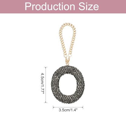 MECCANIXITY Bling Car Letter Charm, Initial O Letter Interior Car Rear View Mirror Decoration Hanging Crystal Ornaments for Women Bags Water Cup DIY Craft, Gray - style: O Letter