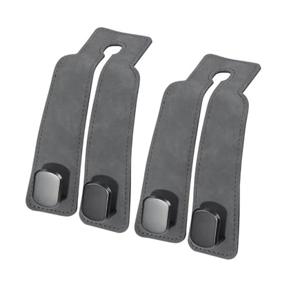 Purse and Bag Hook for Car, Zinc Alloy Seat Headrest Hooks, Upgraded Leather Car Seat Back Purses Hanger and Bags Holder (Grey, 2Pack) - color: Gray