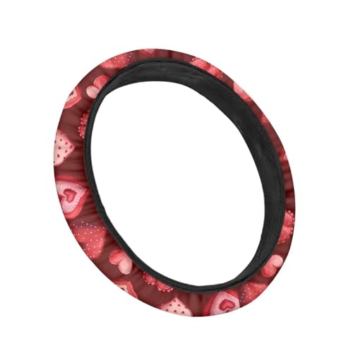 GLENLCWE Red Love Pattern Steering Wheel Cover 15 Inch Stretch-On Steering Wheel Wrap Auto Interior Steering Accessories - color: Red Love