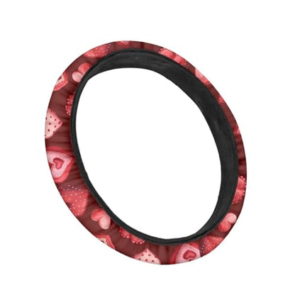 GLENLCWE Red Love Pattern Steering Wheel Cover 15 Inch Stretch-On Steering Wheel Wrap Auto Interior Steering Accessories - color: Red Love