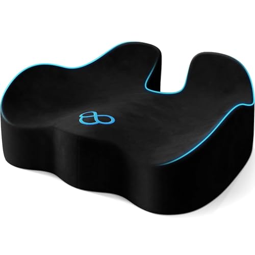 Seat Cushion with Carry Handle, Memory Foam for Tailbone/Sciatica Easing, Chair Cushions for Cars, Desks, Office Chair Cushion with Non-Slip Design, Ideal for Post-Surgery Recovery (Black) - color: Black, size: X-Large