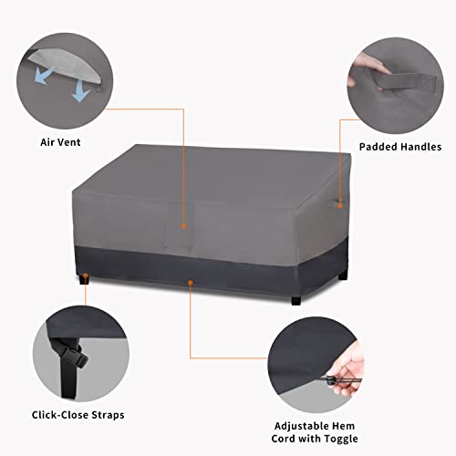 Easy-Going Outdoor Sofa Cover Heavy Duty Patio Furniture Loveseat Couch Bench Cover Windproof Durable (70Wx38Dx35H inch, Gray/Dark Gray)