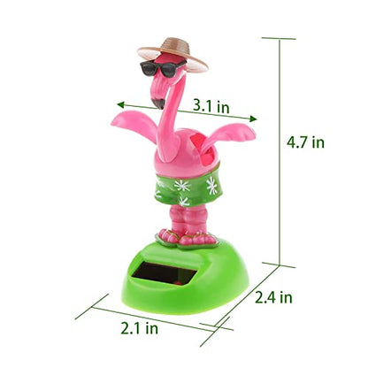 YGMONER Flapping Wings Flamingo Solar Powered Hawaii Style Shaking Ornaments Car Dashboard Dancer Bobble Head (Flamingo A) - color: Flamingo a