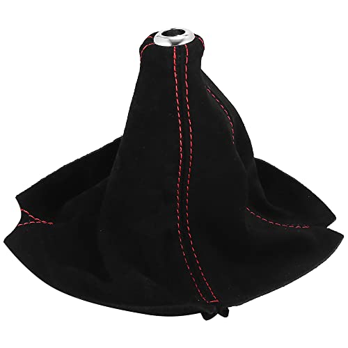 Car Shift Boot Cover Universal Gear Shift Knob Boot Dust Cover Suede Black with Red Line