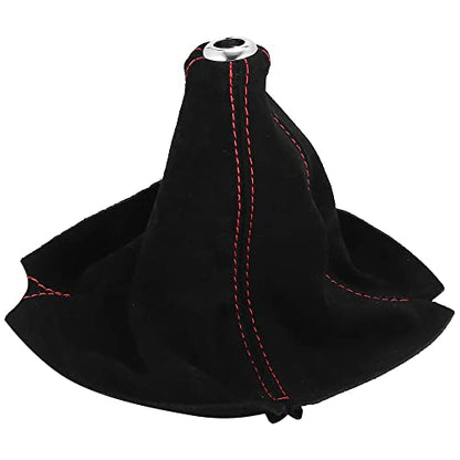 Car Shift Boot Cover Universal Gear Shift Knob Boot Dust Cover Suede Black with Red Line
