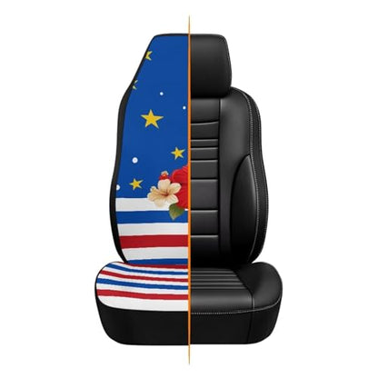 American Flag Printed 2 Piece Front Car Seat Covers, 250th Anniversary Soft Breathable Car Front Seat Covers Waterproof, Airbag Compatible, Universal Fits for SUV - color: Blue and Red - American Flag 250th Anniversary