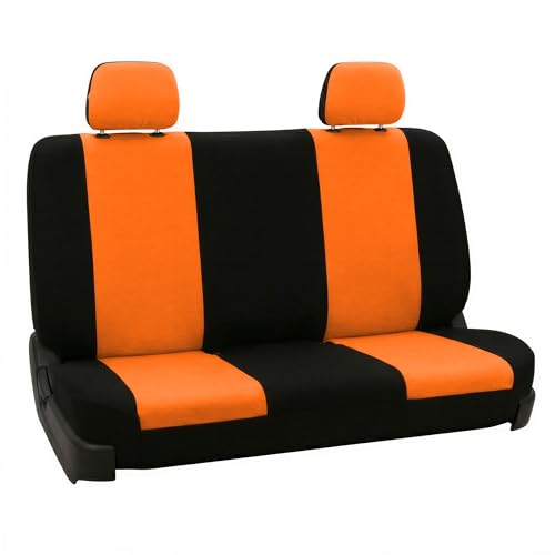 FH Group Car Seat Cover Rear Seat Cover for Back Seat Cloth - Universal Fit for Cars with Solid Bench, Orange Car Seat Protector for Dogs and Kids, Car Interior Accessories for SUV, Sedan and Van - color: Orange