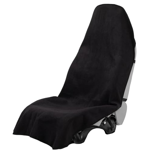 Terry Cloth seat Cover Universal Waterproof Car Sport Towel Seat Cushion Non-Slip Sweat-Absorbent Towel Cloth Suitable for Gym Workout, Universal Fit for Car SUV Van-Black