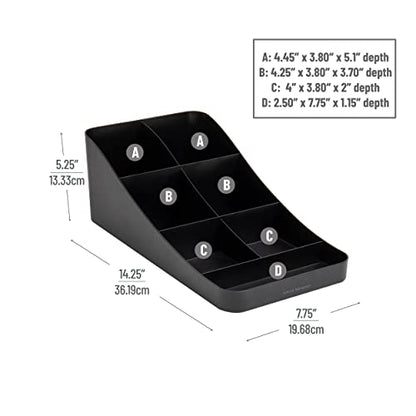 Mind Reader Cup and Condiment Station, Countertop Organizer, Coffee Bar, Kitchen, Stirrers, 7.25" L x 15.5" W x 5.25" H, Black (Pack of 4) - color: Black, size: 4-Pack