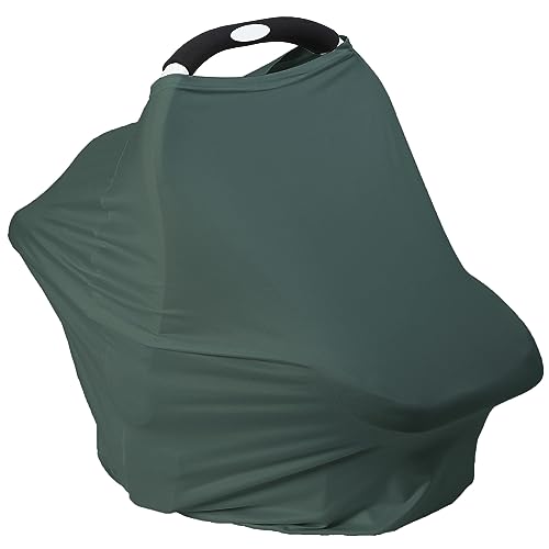 Breathable Car Seat Cover for Babies – Multi-Purpose Soft Rayon Nursing Cover for Breastfeeding, High Stretchy Infant Carseat Canopy, Stroller Cover (Smooth Rayon, Roman Green) - color: Roman Green