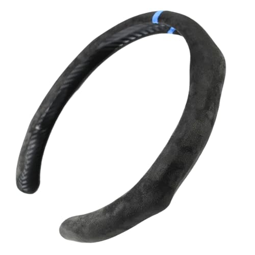 Quick Install Sporty Suede Steering Wheel Cover with Blue Stripe for 14½ to 15 inches Car Sedan Coupe SUV Pickup Steering Wheel 14.5 to 15 inches - color: Black+Top Blue Stripe, size: Suede