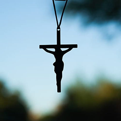 Rear View Mirror Accessories - Mini Hanging Ornaments - Christus Pendant, Car Charm - Swinging Pendants, Black (Jesu Nailed Siluette) for Men & Women - style: Jesus Nailed Siluette