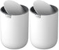 EKO Mini Desk Trash Can with Swing-Top Lid 0.4 Gallon Small Table Round Wastebasket for Office, Home, Car (White) (Pack of 2) - color: White, size: Tabletop 1.5 Liters (Pack of 2)