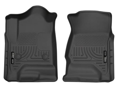 Husky Liners Weatherbeater Floor Mats | Fits Various 2014-2020 Chevrolet Silverado, GMC Sierra, Cadillac Escalade & ESV, Yukon & XL, Suburban, Tahoe (See Description) | Front Row, 2-pc Black - 18231 - color: Black, size: Front Floor Mats, style: Crew/Doub