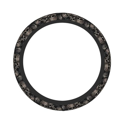 Gothic Black Skull Universal Steering Wheel Covers, Cute Car Accessories for Women Girls Car Truck - color: Gothic Black Skull2