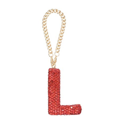 MECCANIXITY Bling Car Letter Charm, Initial L Letter Interior Car Rear View Mirror Decoration Hanging Crystal Ornaments for Women Bags Water Cup DIY Craft, Red - style: Letter L