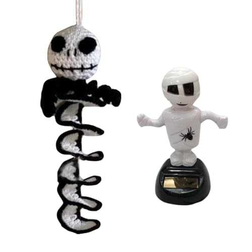 Quirky Bat Car Hanging Charm and Solar Powered Fashionable Car Decorative - Handcrafted Halloween Ghost Face Decoration, Perfect for Halloween and Car Lovers (Type 2) - size: type 2