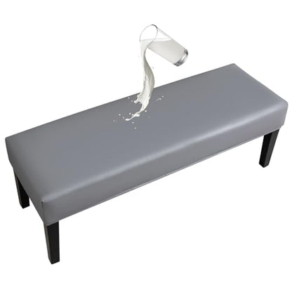 FUANGUI PU Waterproof Bench Cover, Stretch Dining Bench Cover for bedrooms, Living Rooms, Kitchens, Protector Chair Bench Piano Bench Seat Covers Stool Slipcover Removable, Washable - Grey - color: Pu Grey