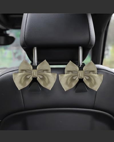 2 Pack Car Purse Holder for Handbags and Bags, Headrest Back Seat Hooks for Cars, Car Bag Hanger for Groceries, Coats, Umbrellas and Daily Essentials, Bow-Shaped Car Interior Organizer (Grass green) - color: Grass green