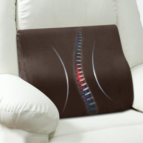 Back Support Pillow for Recliner Chair, Memory Foam Couch Back Cushions Ergonomic Large Lumbar Support Pillow for Lower Back Pain Relief, with Soft Velvet - color: Coffee