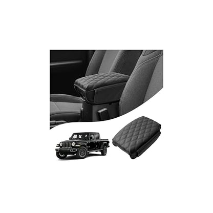 Autorder Center Console Cover for 2018-2026 Jeep Wrangler JL/Gladiator JT Accessories Leather Armrest Cushion Cover with Storage Pockets Anti-Scratch Armrest Pad for Cat Dog Pet - size: 2018-2026 Jeep Wrangler