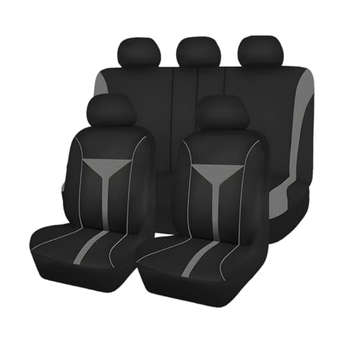 Zpana Car Seat Cover Full Set, Breathable Vehicle Front Seat and Rear Bench Split Protector, Washable Dustproof Automotive Seat Pad Accessories (Gray) - color: Gray, size: Full Set