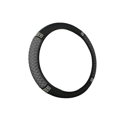 Bling Car Steering Wheel Cover, 15 Inch Rhinestones Soft Leather Elastic Steering Wheel Protector, Universal 15 Inch for Women Girls, Fit Vehicles, Sedans, SUVs, Vans, Trucks (Grey) - color: Grey