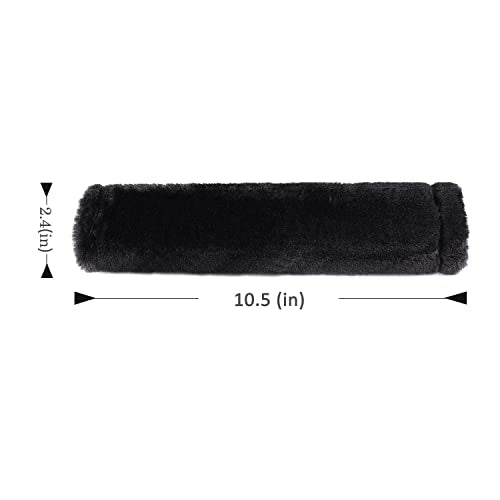 Amooca 2-Pack Soft Furry Universal Seatbelt Cover – Shoulder Pad for Car Truck SUV Airplane Bus – Relieves Neck & Shoulder Pressure – Fits Backpack, Camera Bag, Laptop Bag Straps (10.5 Inch, Black) - color: Black, size: 10.5in 2pack