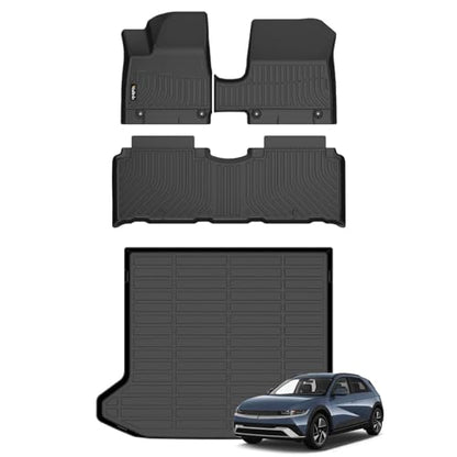 Wailtnb- for Hyundai Ioniq 5 2025-2026 Unmovable Center Console (Fixed Model) Floor Mat Cargo Liner All Weather Floor Liner Car Mat for Ioniq5 Custom Fit Automotive Full Set Accessories - style: 9|For Ioniq5 unmovable|2025-2026|Set
