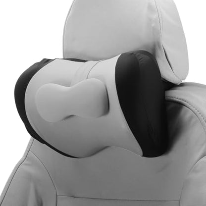 Car Headrest Pillow Ergonomic Comfortable Neck Support Pillow Milk Silk Fabric and Memory Foam Bandage Adjustable Width Black and Grey Set of 1 - color: Black Gray