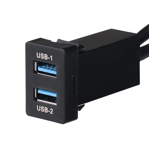 Dual USB 3.0 Car Dash Flush Mount Extension Cable Length 3.3FT 1M for Toyota, Size 1.3"x0.9"x 2.15"(Type A)