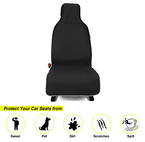 Waterproof Neoprene Car Seat Cover, Sweatproof Non-Slip Seat Protector, Universal Fit for Front Bucket or Rear Bench Seat of Cars, SUVs, Vans, Trucks, Compatible with Airbags and Armrests - color: Black
