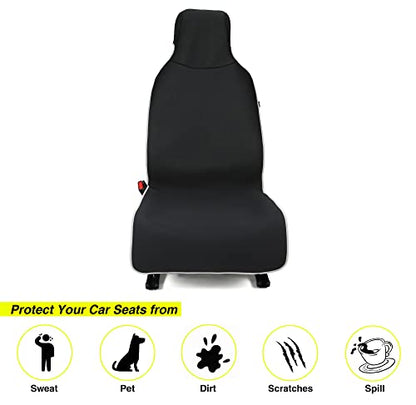 Waterproof Neoprene Car Seat Cover, Sweatproof Non-Slip Seat Protector, Universal Fit for Front Bucket or Rear Bench Seat of Cars, SUVs, Vans, Trucks, Compatible with Airbags and Armrests - color: Black