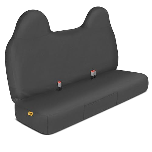 Caterpillar Custom Fit Front Bench Seat Cover with Utility Pockets for Ford F250 / F350 / F450 / F550 (1999-2007) - Durable Black Oxford Super Duty Interior Truck Seat Cover - color: Black