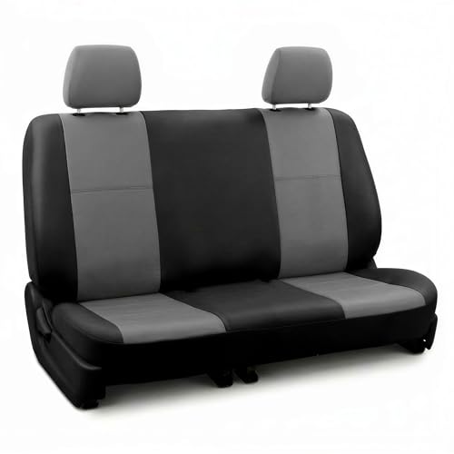 FH Group Car Seat Covers Classic PU Leather Split Bench Car Seat Cover – Universal Fit for Cars Trucks & SUVs (Black/Gray) - color: Gray Black, size: Rear Set