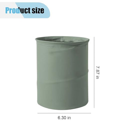 Collapsible Trash Can Car Garbage Bag - Leather Pop-up Car Trash Bin with Elastic Band - Hanging Foldable Garbage Can Vehicle Waste Basket Bin - Double-Layer Washable Bag for Cars Camping (Grey)