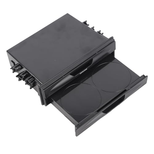 Car Radio Storage Box Single Din Radio Pocket 2 in 1 Car Radio Storage Box Multi Purpose ABS Universal 1DIN 2 Layer Black Cup Holder for Collecting Items