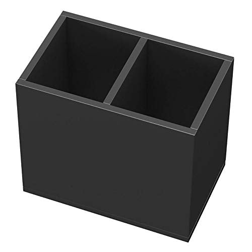 NIUBEE Acrylic Pen Holder 2 Compartments, Black Pencil Organizer Cup for Countertop Desk Accessory Storage - color: Black, size: 2 Cube