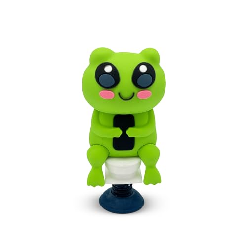 Frog on Toilet Dashboard Dancer – Hilarious Bobblehead Frog Scrolling on Phone – Funny Car Dashboard Toy – Soft Plastic with Adhesive Pad – Cute, Quirky Gag Gift for Drivers, & Office Desks - style: Frog Dancer