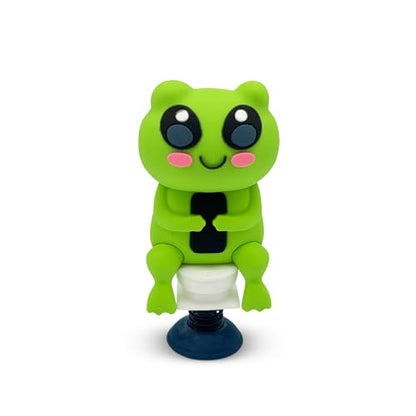 Frog on Toilet Dashboard Dancer – Hilarious Bobblehead Frog Scrolling on Phone – Funny Car Dashboard Toy – Soft Plastic with Adhesive Pad – Cute, Quirky Gag Gift for Drivers, & Office Desks - style: Frog Dancer