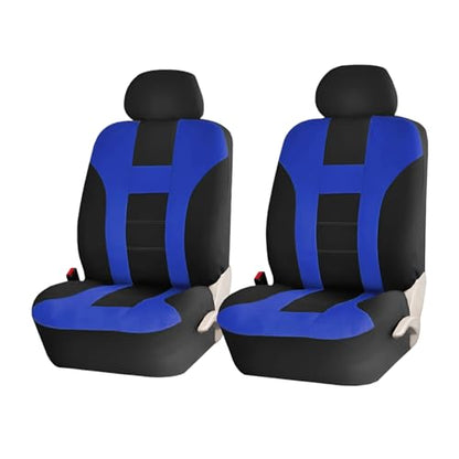 Car Seat Covers for Front Seat, Polyester Breathable Washable Elastic, Vehicle Seats Protector with Removable Headrest, Universal for Most Vans, Trucks, SUVs (Black/Blue) - color: Black/Blue