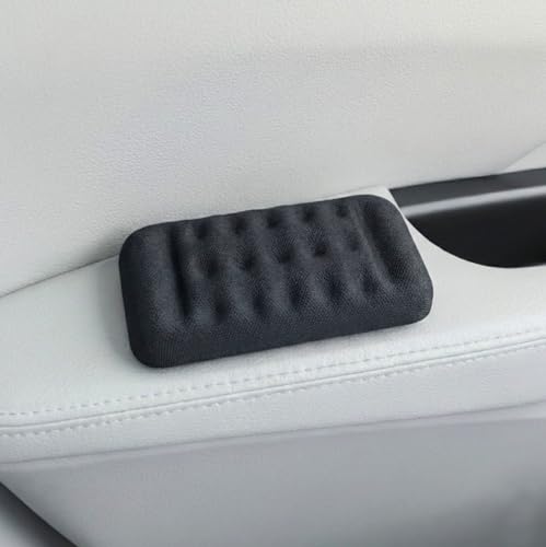 Elbow Rest Pads for Car, 2-Pack Memory Foam Armrest Cushions (5.1 x 2.6 in) for Door Armrest & Center Console, Slim Profile, High-Density Memory Foam, Non-Slip, Includes 4 Adhesive Hook & Loop Strips