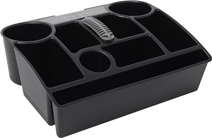 Moblorg Vehicle Seat Organizer Car Storage Caddy with Carrying Handle, 2 Large Cup Holders, 10 Compartments, Hidden Extra Storage, Fits Most Vehicles, Made in USA from Recycled Plastic