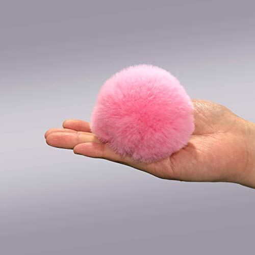 Cute Faux Rabbit Fur Ball Pom Pom Keychain Car Key Ring Handbag Tote Bag Pendant Purse Charm - color: Pink