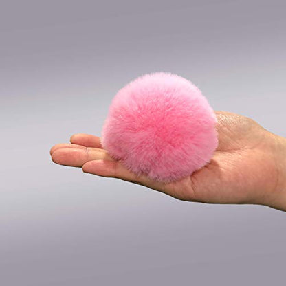 Cute Faux Rabbit Fur Ball Pom Pom Keychain Car Key Ring Handbag Tote Bag Pendant Purse Charm - color: Pink