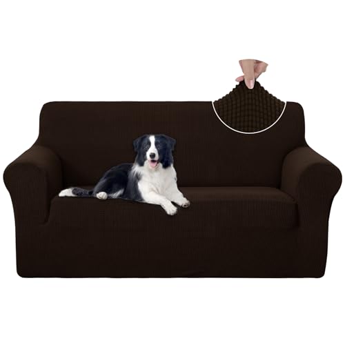 U-NICE HOME Oversized Stretch Loveseat Couch Cover Sofa Covers Washable Sofa Slipcover Furniture Protector for 2 Cushion Couch Sofa Pet Friendly, Chocolate - color: Chocolate, size: Xl Loveseat