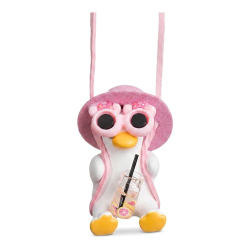 Funny Duck Ornament Gift,Hanging for Car Mirror,Rear View Mirror Hanging Accessories,Rear View Mirror Charm,Cute Car Mirror Hanging Accessories for Women Men Teens (Pink-Headed Duck) - color: Pink Dunk