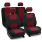 FH Group Bright Flat Cloth Full Set Car Seat Covers, Burgundy/Black- Fit Most Car, Truck, SUV, or Van - color: Burgundy
